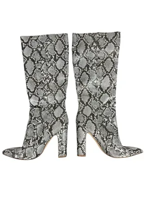 Steve Madden Rouge Gray Snakeskin Faux Leather Point Toe Knee‎ High Boots Size 9 thumbnail 2