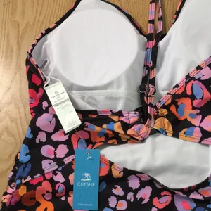 New Womens Cupshe Leopard Print 1pc Swimsuit Navy Pink Lavender Blue Size XLarge thumbnail 5