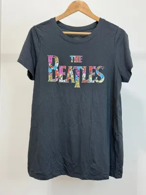 The Beatles Floral Logo Graphic Tee Dark Gray SzM thumbnail 1