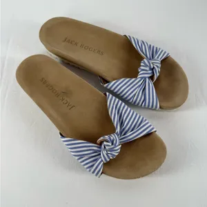 Jack Rogers Phoebe Knotted Comfort Slide Sandals in White Blue Stripe Size‎ 8 thumbnail 2