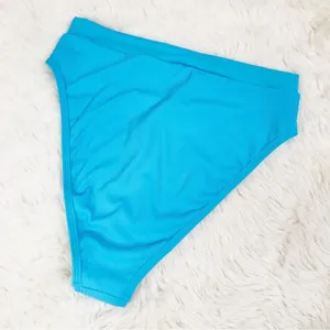 New L*SPACE Frenchi Bottom Bitsy‎ Cut High Waist Bikini Ribbed Aqua Blue Large thumbnail 3