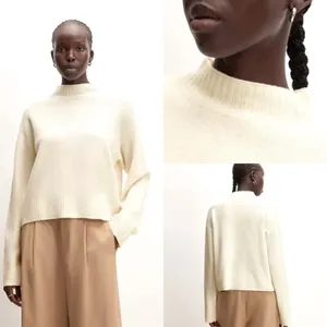 Everlane Good Merino Wool‎ Mockneck Sweater Old Money Cream White NWT Size XS thumbnail 2