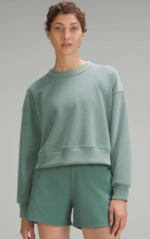 Lululemon Softstreme Perfectly Oversized Cropped Crew Medium Forest thumbnail 1