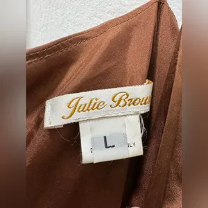 Julie Brown Y2K Chocolate Brown Silk Babydoll Top Size 8 thumbnail 4