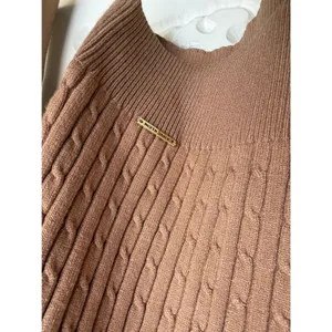 Anne Klein Womens Camel Brown Cable Knit V-Neck Pullover‎ Sweater Size Medium thumbnail 3