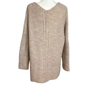 Moth Anthropologie Size S Oversized V Neck Sweater Chunky Knit Tan Alpaca Wool thumbnail 2