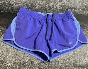 Womens M Nike Dri Fit Athletic Running Shorts w/Biker Shorts- Purple thumbnail 1