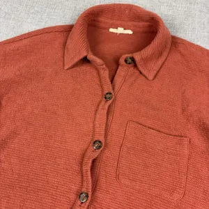 Madewell Cardigan Sweater Womens Small Orange Collared Waffle Knit Button Front thumbnail 3