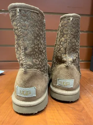 UGG Leopard-Pattern Suede Mid-Calf Boots in Beige thumbnail 7