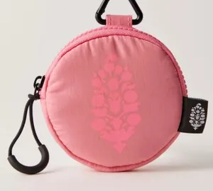 NWOT FREE PEOPLE FP ESSENTIALS ONLY Pink ROSE Round Pouch with Clip thumbnail 1