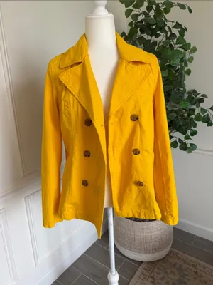 NWT 2012 Old Navy Yellow Cotton Peacoat Jacket Early 2010s Twee S thumbnail 9