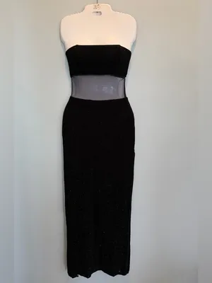 Gunne Sax Jessica McLintock Black strapless sparkle evening dress size 3 thumbnail 2