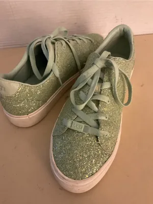 UGG women green sparkling Glitter leather Lace-Up Zilo Sneakers US 9 thumbnail 11