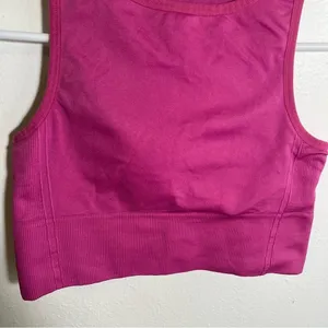 J. Crew Women's Sculpt Stretch High Sports Bra Hot Pink Magenta Crewneck Long‎ thumbnail 4