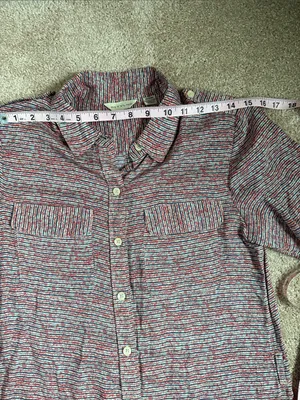 Anthropologie 11-1-Tylho red and navy/blue striped Button Tunic Shirtdress. thumbnail 4