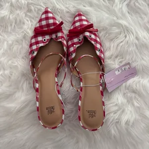Wild Fable Red Gingham Bow Kitten Heels Size 9.5 thumbnail 3