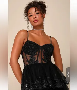 Lulu's Black Lace High-Low Dress thumbnail 4