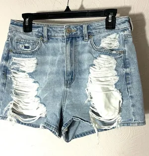 American Eagle Outfitters Mom Shorts Distressed High-Rise Denim Shorts thumbnail 1