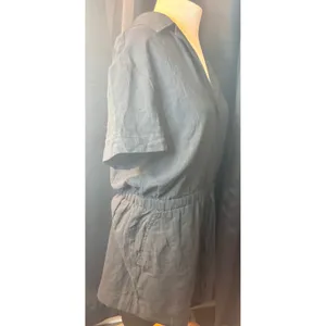 Fabletics Black Cotton Gauze Short Sleeve Romper Button Front Size M NEW thumbnail 2