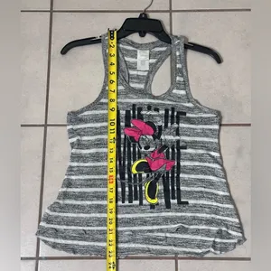 Disney‎ Minnie Mouse Women Stripe Sleeveless Tank Top Gray Size M. thumbnail 5