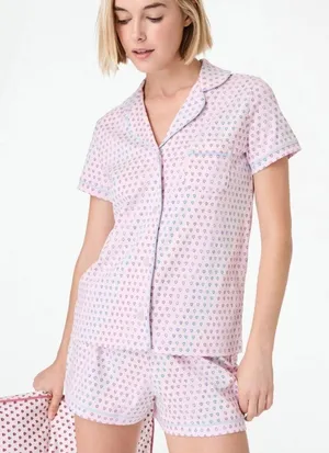 Roller Rabbit Lilac Disco Heart Polo Pajama Short Sleeve Shirt and Shorts Set size XS thumbnail 1