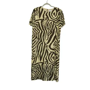 Corey Lynn Calter Size M Anthropologie Zebra Print Midi Shift Dress Brown Cream thumbnail 2