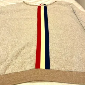 Vintage Havana- Cream Oversized Raw Neckline Knit Stripe Back Sweater Size S thumbnail 8