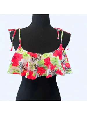 Vintage Y2K Victoria’s Secret PINK floral leopard ruffle bikini top XS NWT thumbnail 2