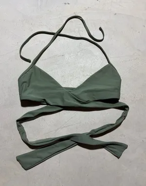 Aerie scoop tie wrap bikini top green small thumbnail 1
