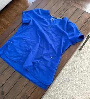 Dickies WonderWink Women's V-Neck Tunic Top in Royal Blue thumbnail 1