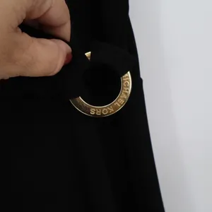 Michael Kors Dress Womens XL Faux Wrap Black Gold Ring Ruffle Hem Excellent thumbnail 2