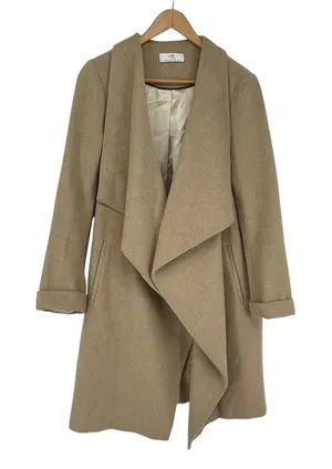 Wallis Petite Wool Blend Waterfall Coat Womens 6P Beige‎ Open Front Jacket thumbnail 1