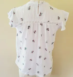 Lucky Brand floral mixed media blouse size small thumbnail 8