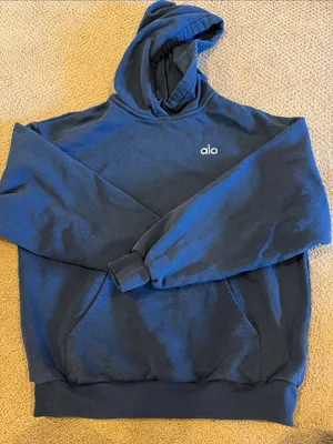 Alo Yoga Navy Blue Hooded Sweatshirt Women’s Small Pullover Hoodie thumbnail 1