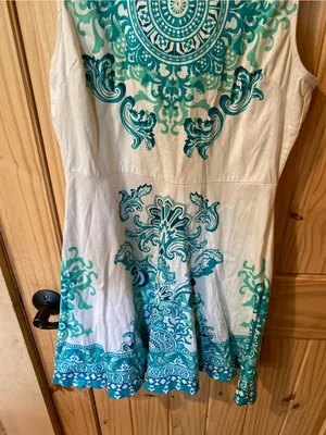 Flying Tomato White Dress with Teal Ornamental Print thumbnail 3