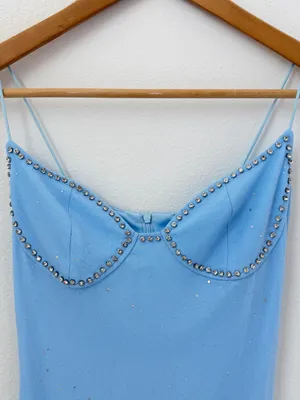 Parthea Light Blue Crystal Mesh Maxi Dress thumbnail 2