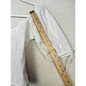 Abercrombie & Fitch Blouse Womens Medium White Eyelet Puff Sleeve Baby Doll‎ thumbnail 7