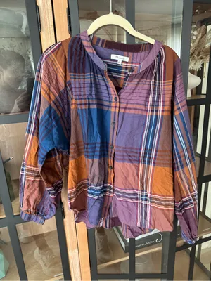 Madewell Plaid Peasant Top long sleeve Button Down Oversized cotton fall thumbnail 5