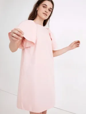 Madewell Poplin Flutter Sleeve Dress Light Pink Medium thumbnail 1