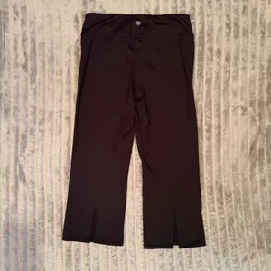 Gaiam‎ Womens Black Cropped Flare Yoga Pants Slit Hem Athletic Leggings Large thumbnail 7