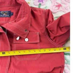 American Living Red Utility Jacket Belted Cotton XL White Stitching‎ Full Zip thumbnail 6
