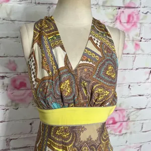 🔥5 for $25 sale🔥 Antonio Melani silk bohemian print asymmetric night out dress thumbnail 3