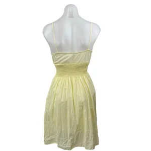 Estam Women's Yellow Sleeveless Cami Camisole Smocked A-Line Flared Dress Size S thumbnail 3