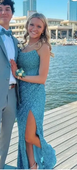 Kiss Prom Teal Blue Prom Dress Size 4 thumbnail 1