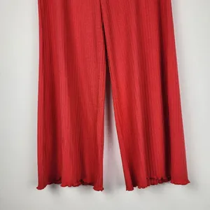 Billabong Easy Waves Pants Ribbed Wide Leg Cropped Red Coral Size L thumbnail 10