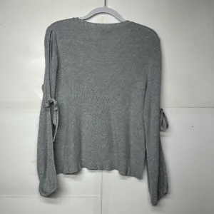 American Eagle Women’s Xl Light Gray Knit Sweater Tie Sleeve Casual Top thumbnail 11