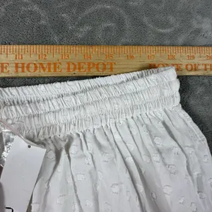 White Eyelet Cotton Maxi Skirt Large Tiered Layered Elastic Pull-On Cottagecore thumbnail 6