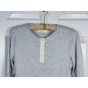 Y2K Abercrombie & Fitch Long Sleeve Henley Shirt Size Small Gray Lounge Retro thumbnail 4