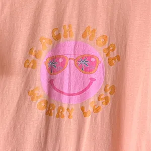 Beach More Worry Less Smiley Face Sunglasses Peach Women’s XL Pink Lily TShirt thumbnail 5