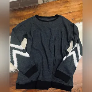 Natural Life Comfy Crewneck Sweatshirt Charcoal Chevron Size M Soft Pocket thumbnail 3